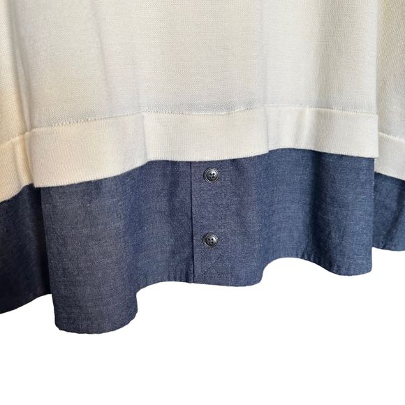 Denim & Co Womens Tunic Top Ivory 1X Layered Hem Long Sleeve Round Neck Pullover - Picture 3 of 5